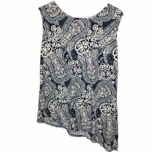 SAMI & JO navy sleeveless asymmetrical blouse